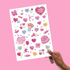 Tatouages Ovasorve coeurs et bonbons, dorure rose, parfait pour les échanges.