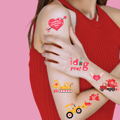 Tatouages Ovasorve Saint-Valentin, motifs messages roses, usage ludique et décoratif.