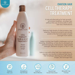 Marque Ovation Hair – application ciblée sur le cuir chevelu pour une absorption rapide.