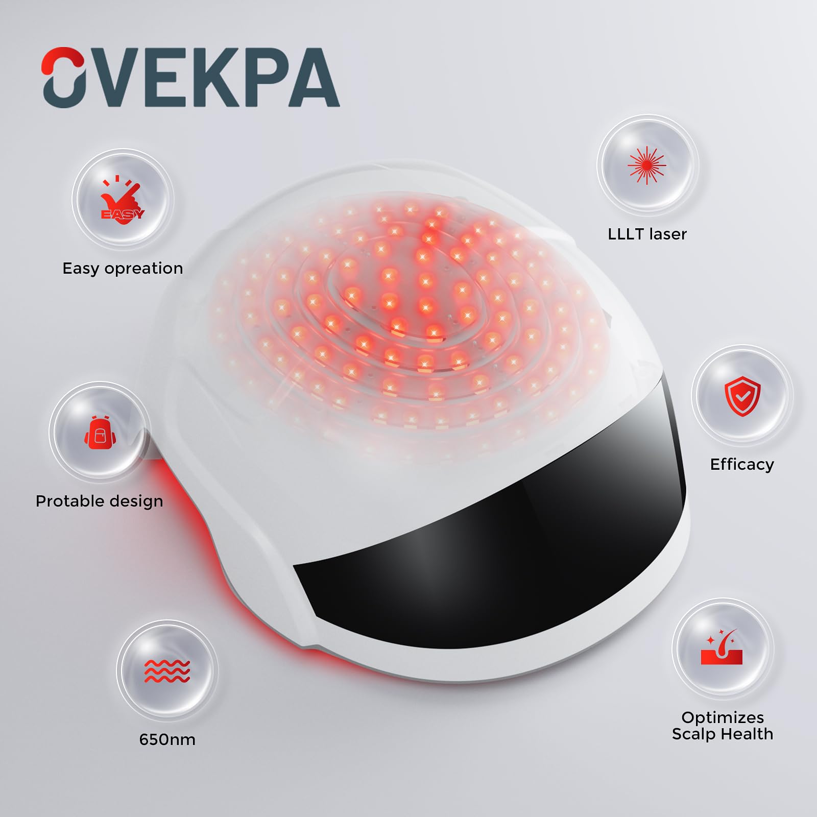 OVEKPA Laser Casque Cheveux: densité lumineuse et couverture uniforme du cuir chevelu
