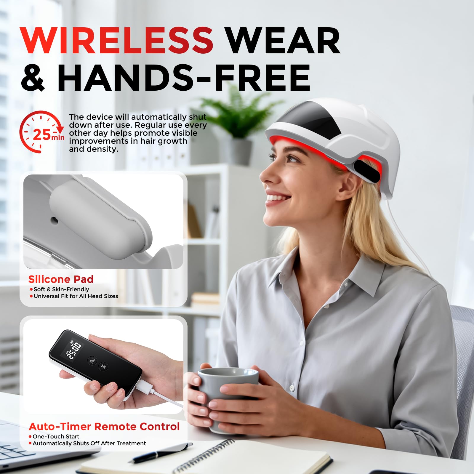 OVEKPA Laser Casque Cheveux: usage mains libres pour une expérience sans effort
