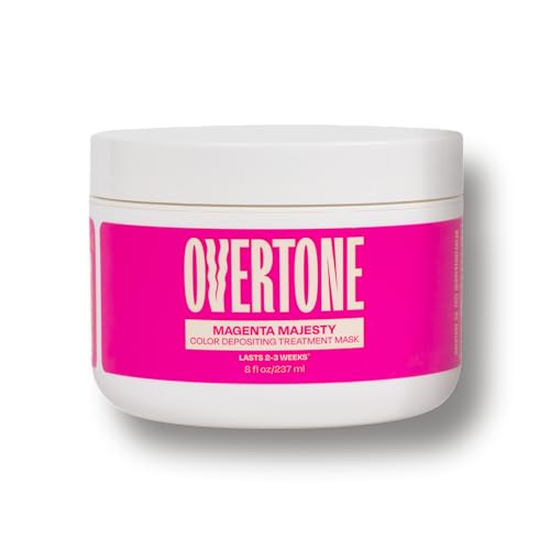 oVertone – Cheveux brun avant/après coloration magenta extrême.