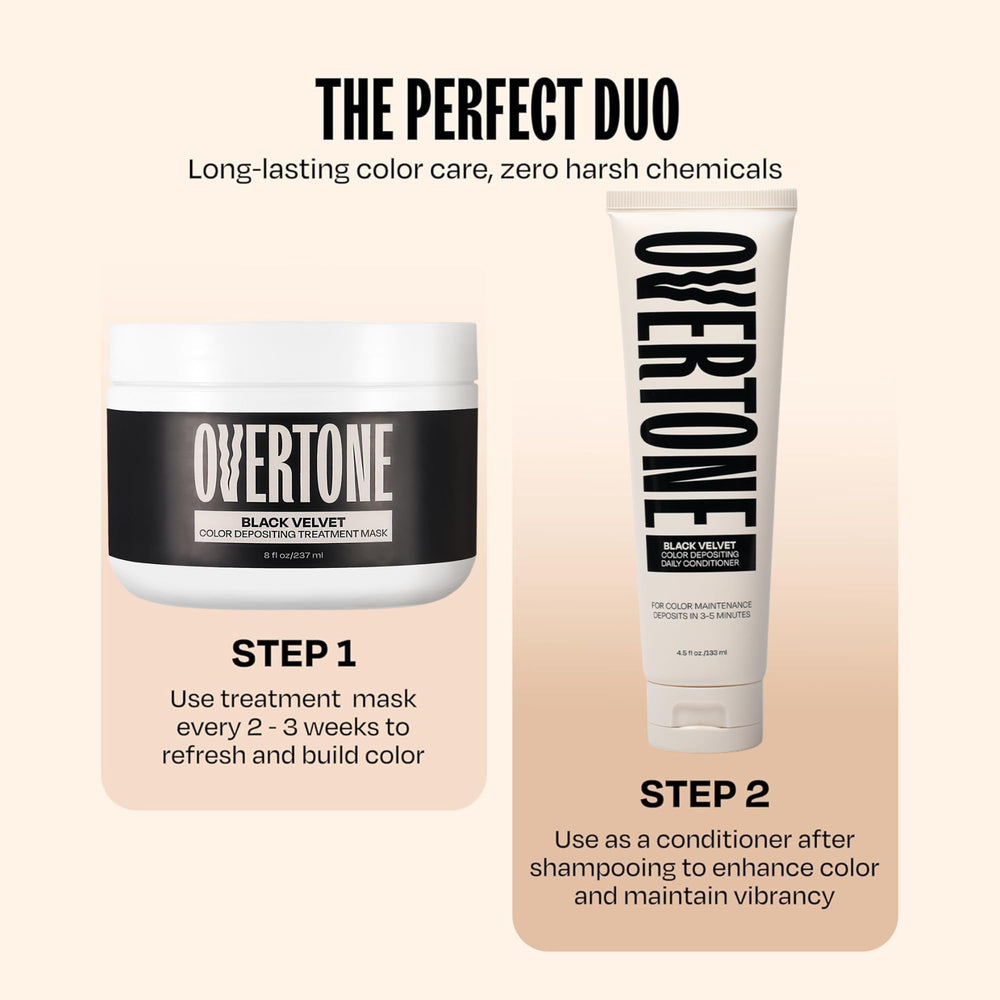 Overtone Cheveux Hydratés : les ingrédients nourrissants protègent et hydratent pendant l’usage.