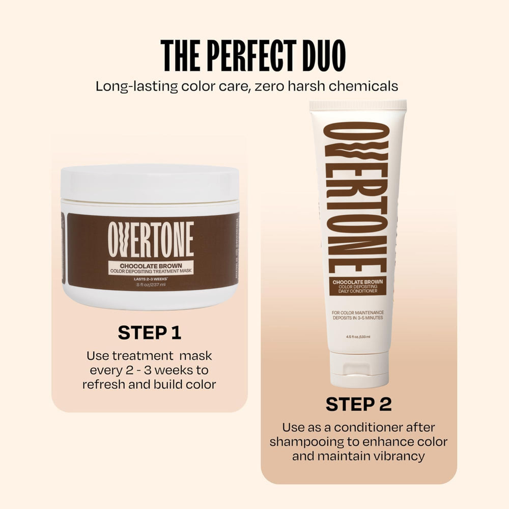 oVertone chocolat brun crème d’application travaillant comme masque nourrissant sur les longueurs.