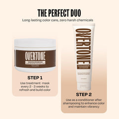 oVertone chocolat brun crème d’application travaillant comme masque nourrissant sur les longueurs.