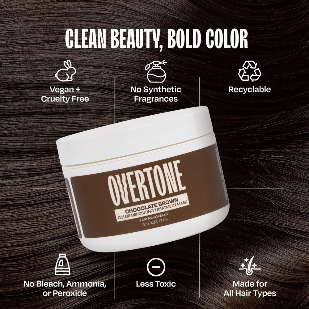 oVertone chocolat brun ingrédients: karité et coco pour cheveux souples et hydratés.