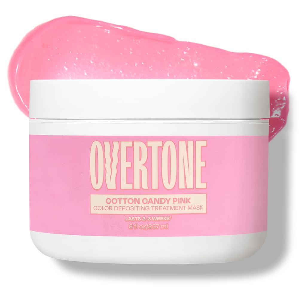 Overtone conditionneur-coloration rose barbe-a-papa en flacon, couleur vivante et nourrissante.