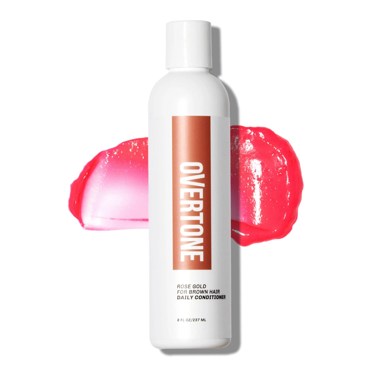 Overtone conditionneur dépôt couleur rose or en bouteille, rafraîchit la teinte entre les lavages.
