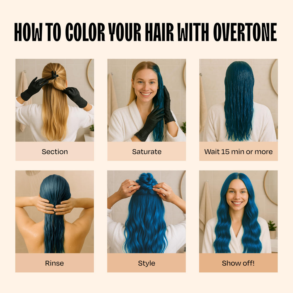 Couleur vibrante obtenue avec oVertone sur cheveux plus foncés.