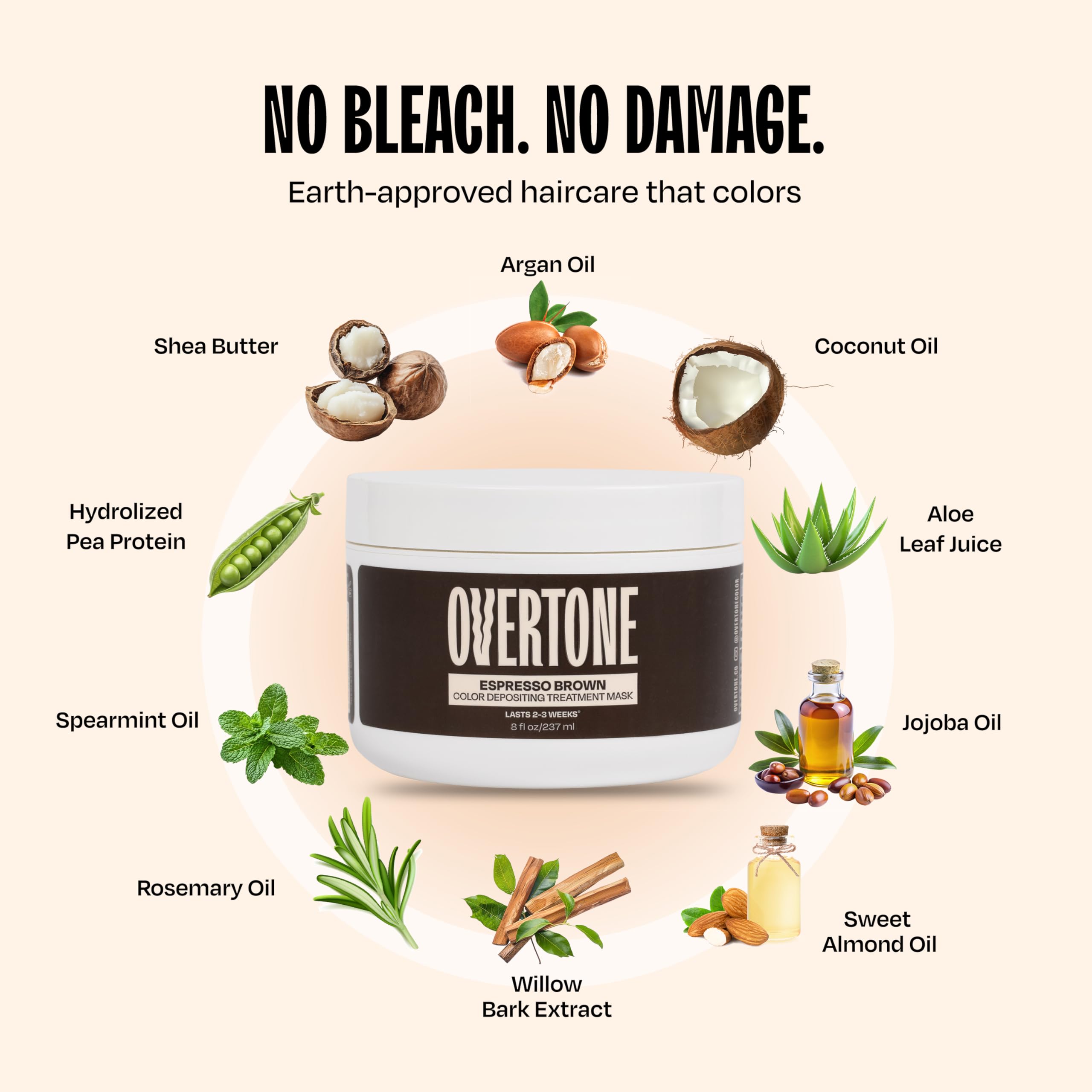 Overtone Espresso Brown: huile d'avocat et coco nourrissent tout en donnant de la brillance