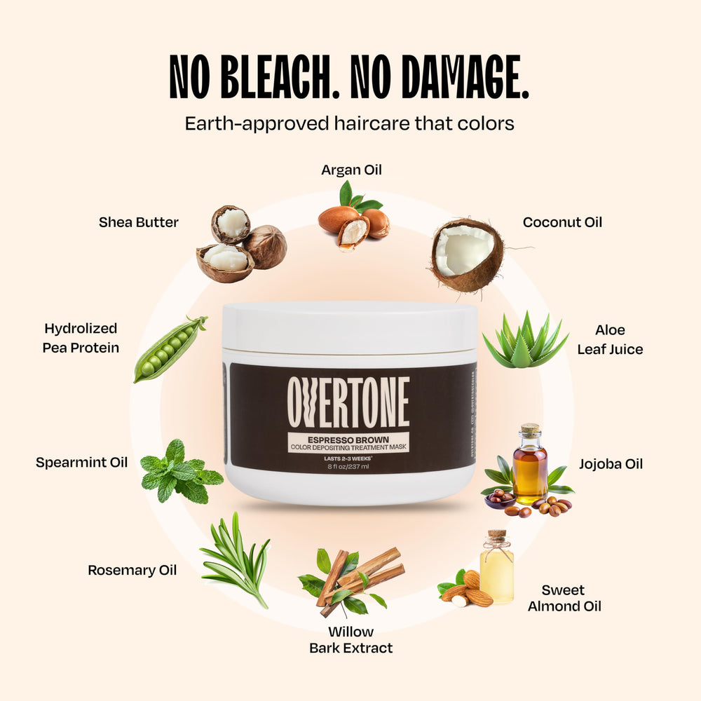 Overtone Espresso Brown: huile d'avocat et coco nourrissent tout en donnant de la brillance