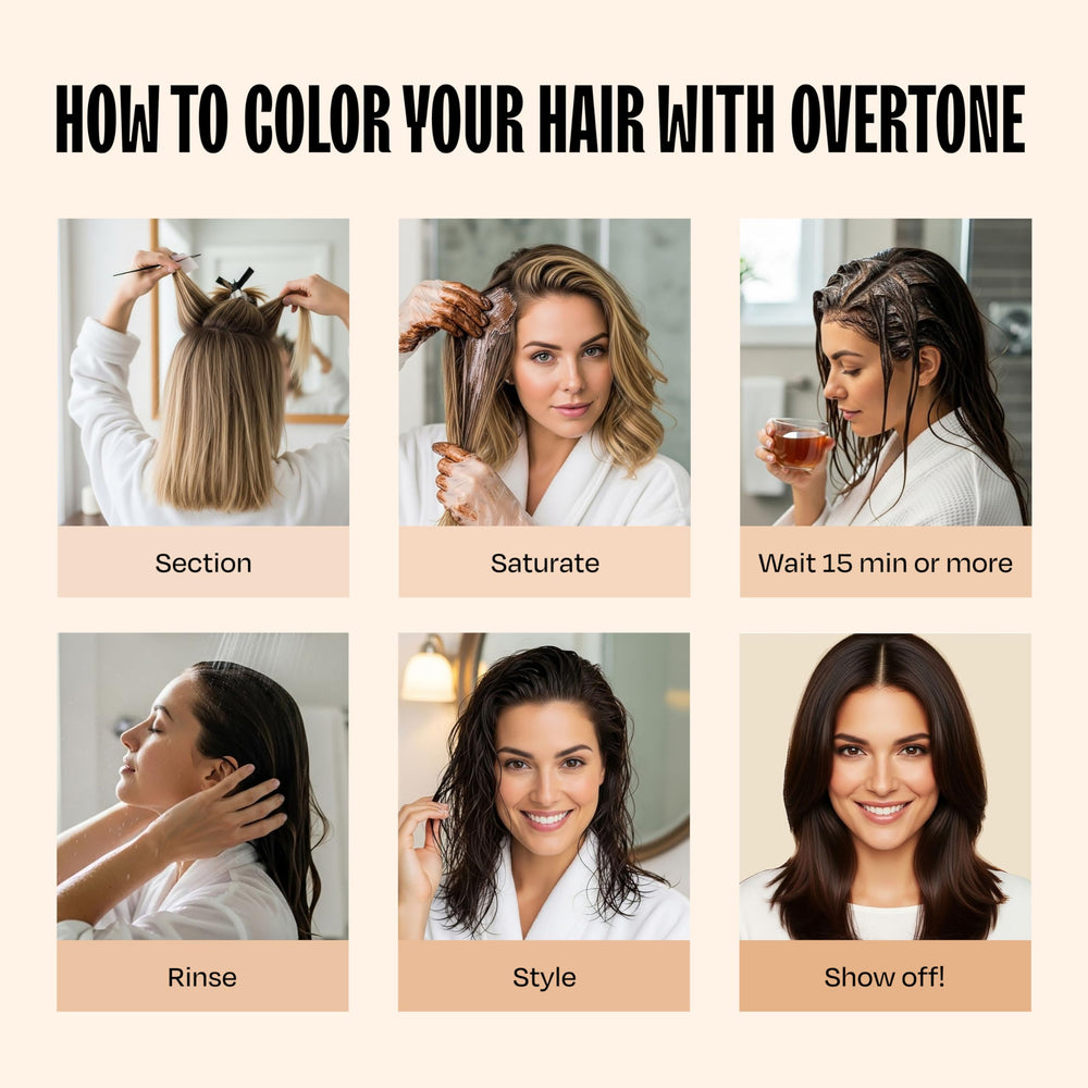Overtone Espresso Brown: résultat évolutif et entretien de 3 à 5 semaines