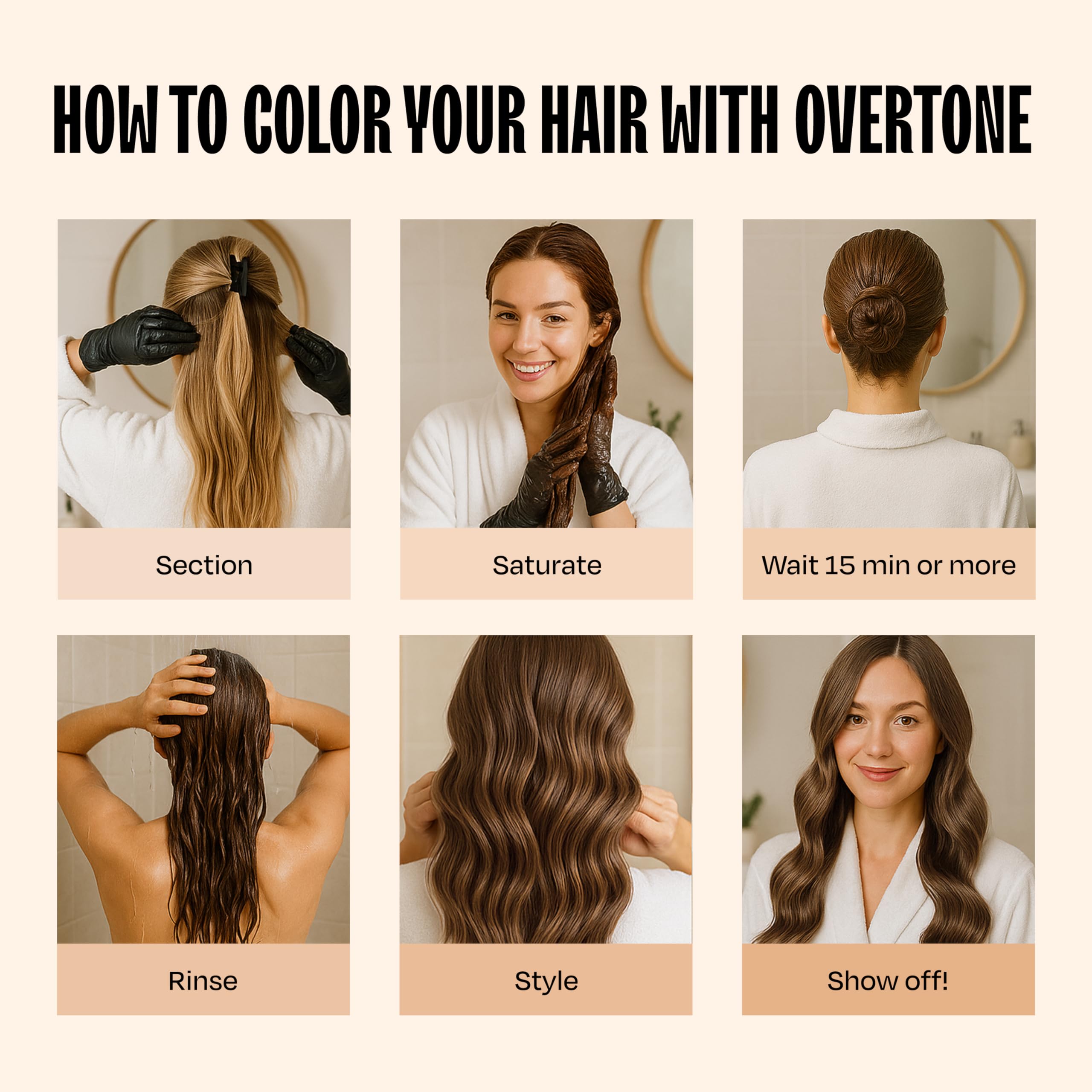 Overtone Golden Brown formule végan et sans cruauté pour cheveux.