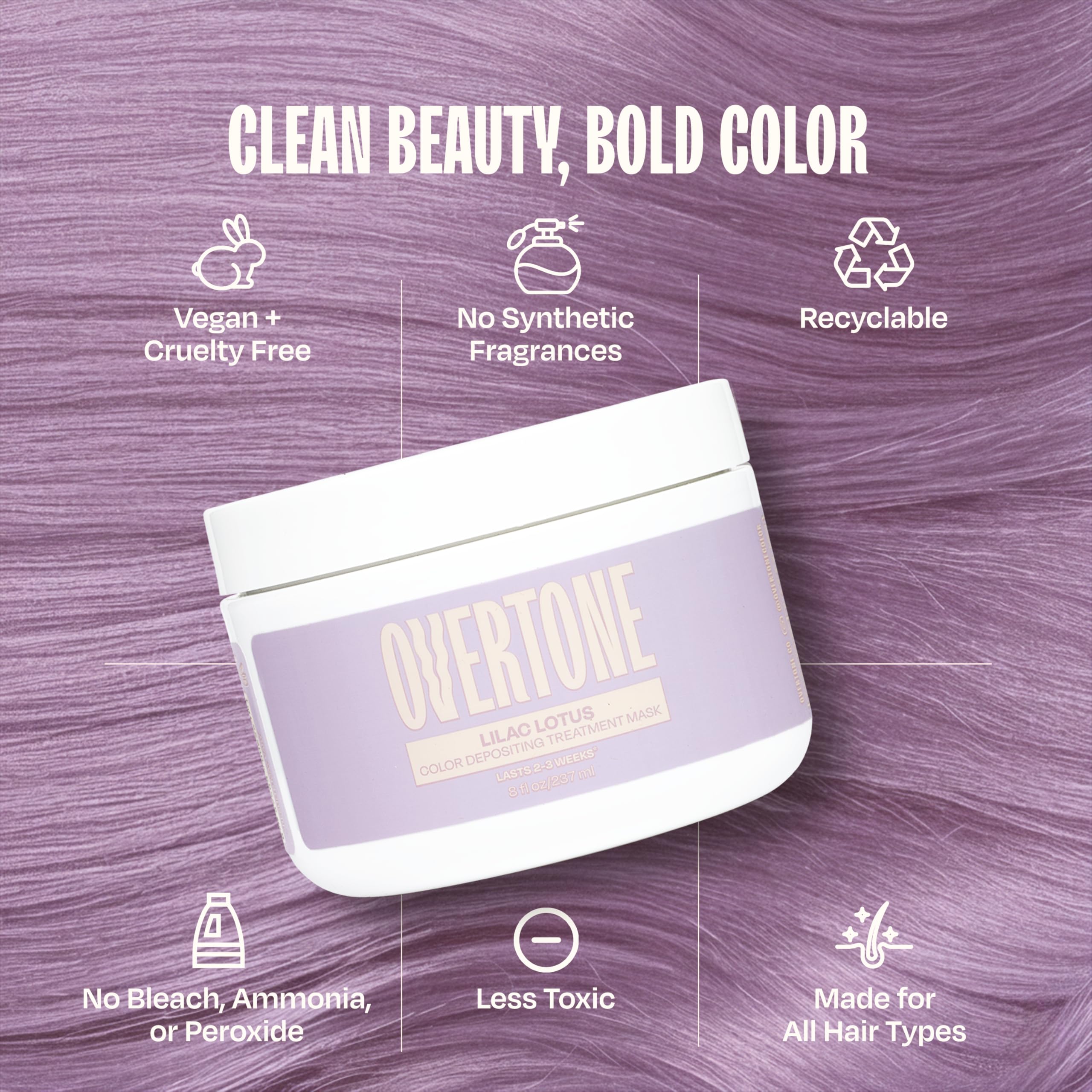 Overtone Lilac Lotus – cheveux nourris par beurre de karité et huile de coco