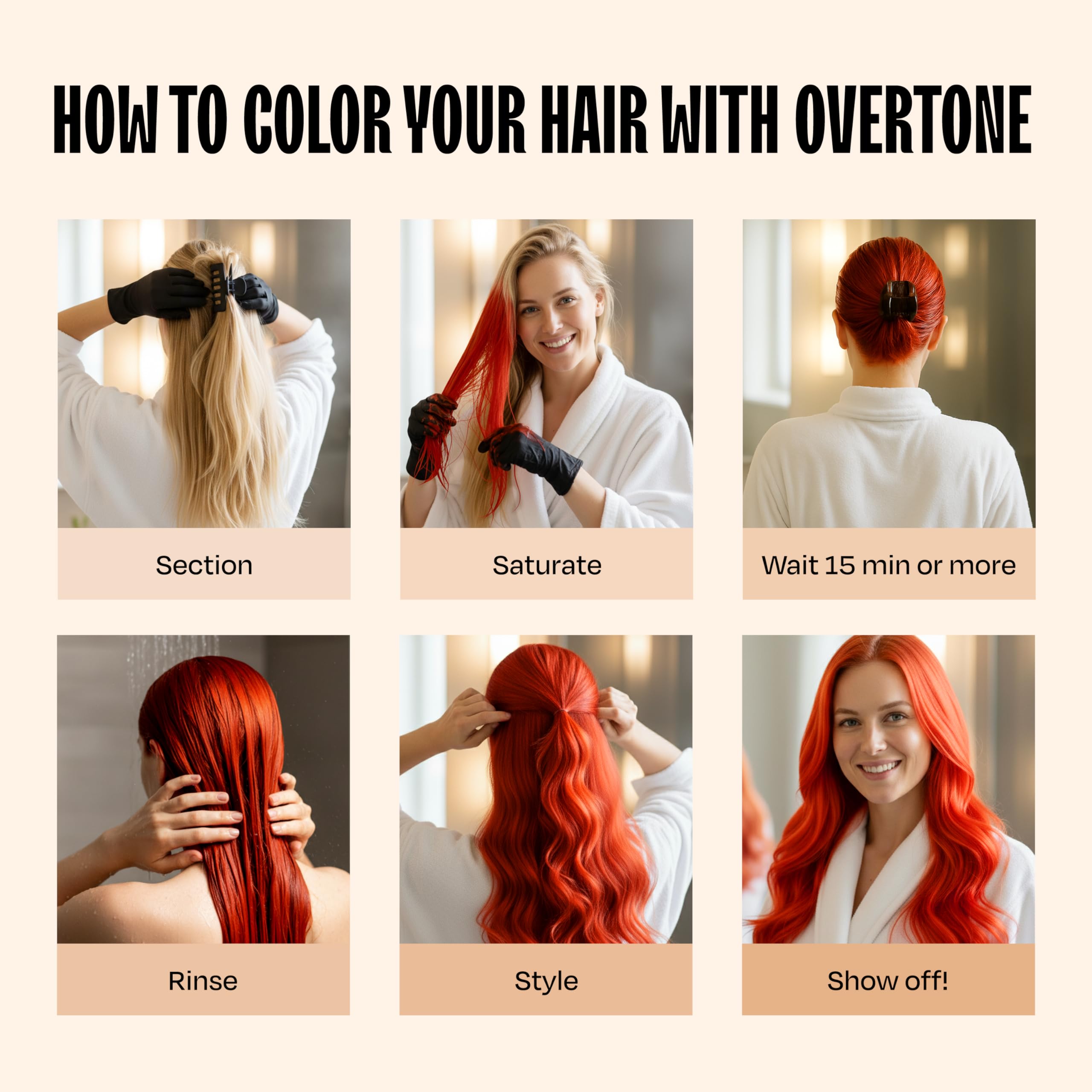 oVertone Poppy Orange cheveux nourris et éclatants après utilisation