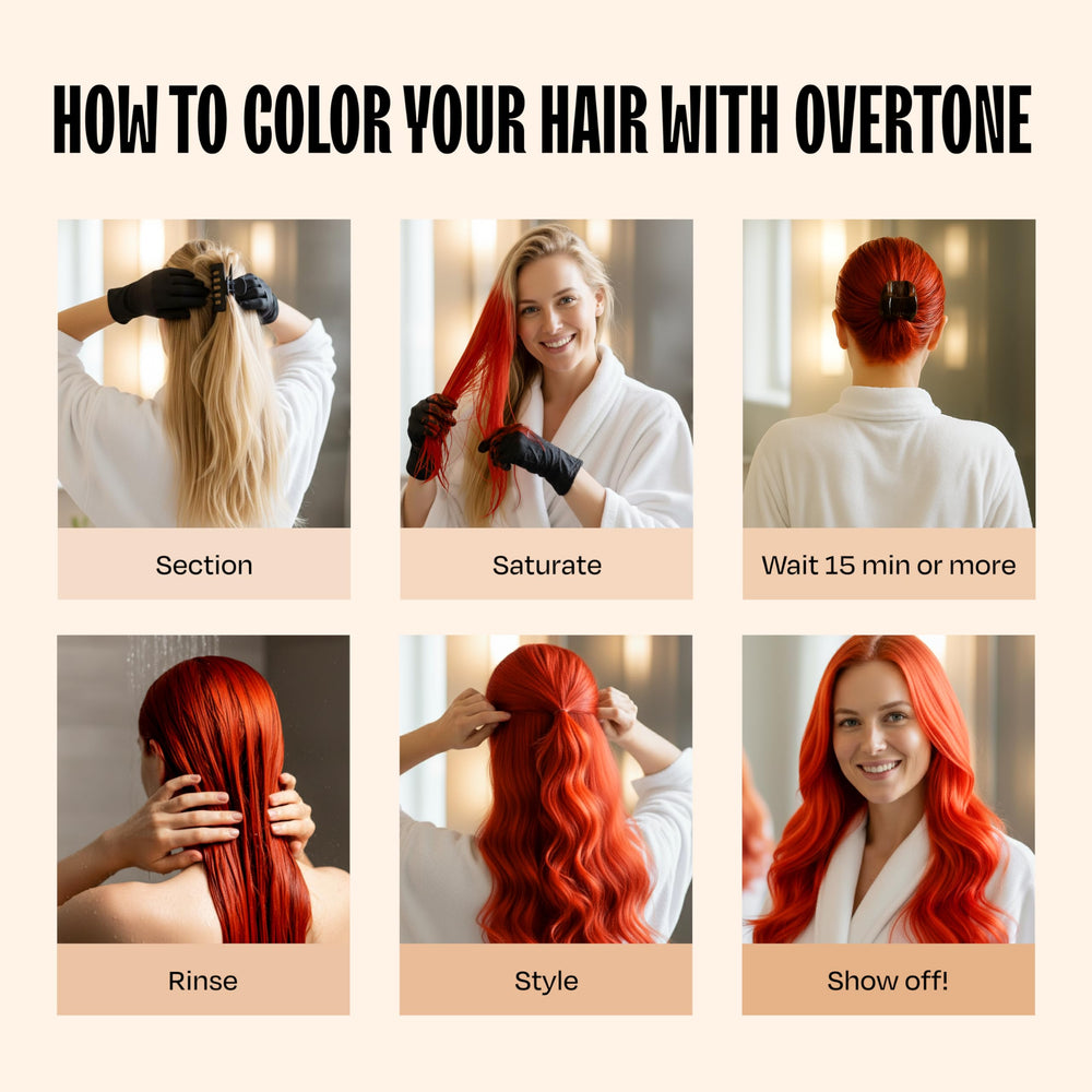 oVertone Poppy Orange cheveux nourris et éclatants après utilisation