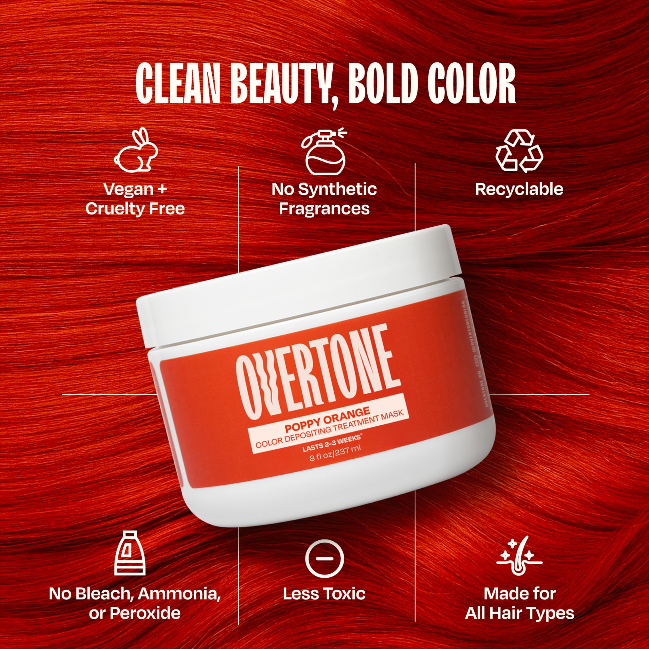 oVertone Poppy Orange temps d’action 10 à 15 minutes