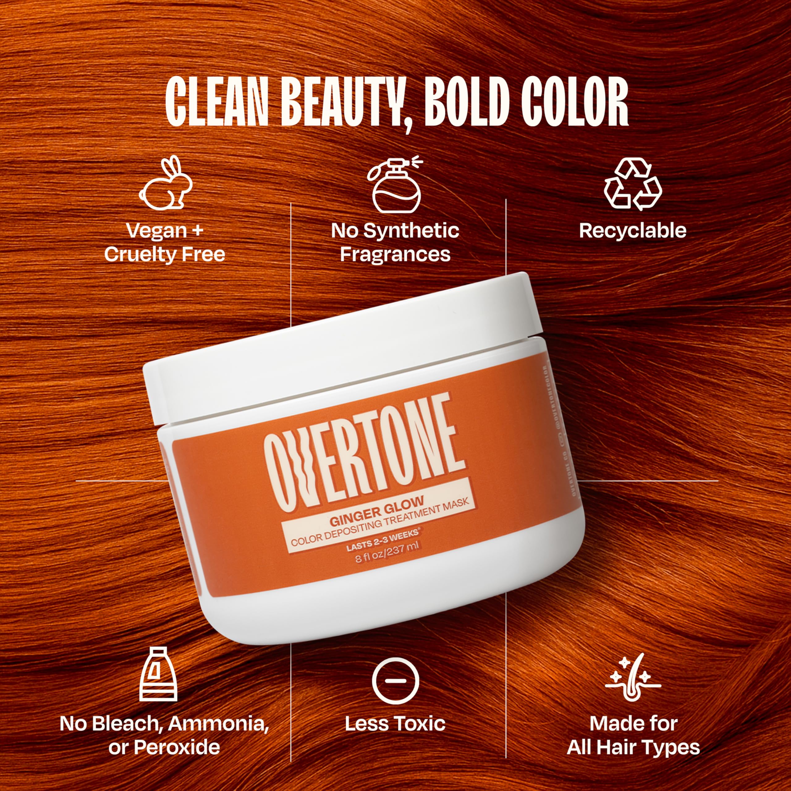 oVertone Ginger Glow – beurre de karité et huile de coco pour nourrir les cheveux.
