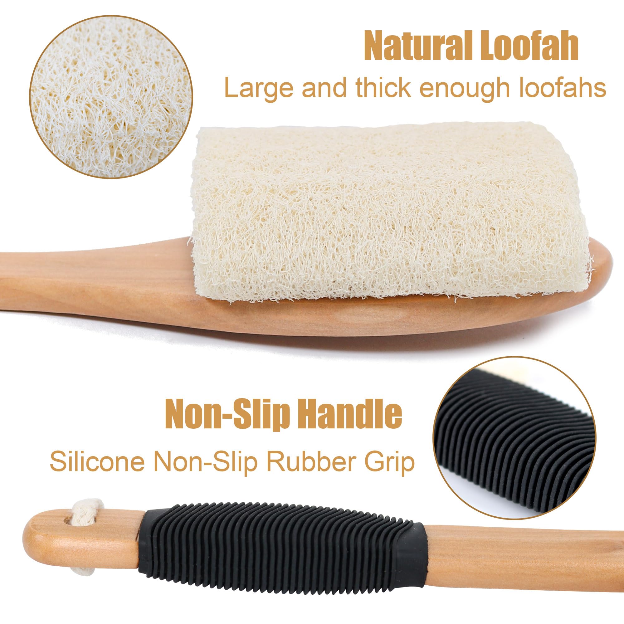 OWIIZI brosse dos avec poignée antidérapante pour la douche.