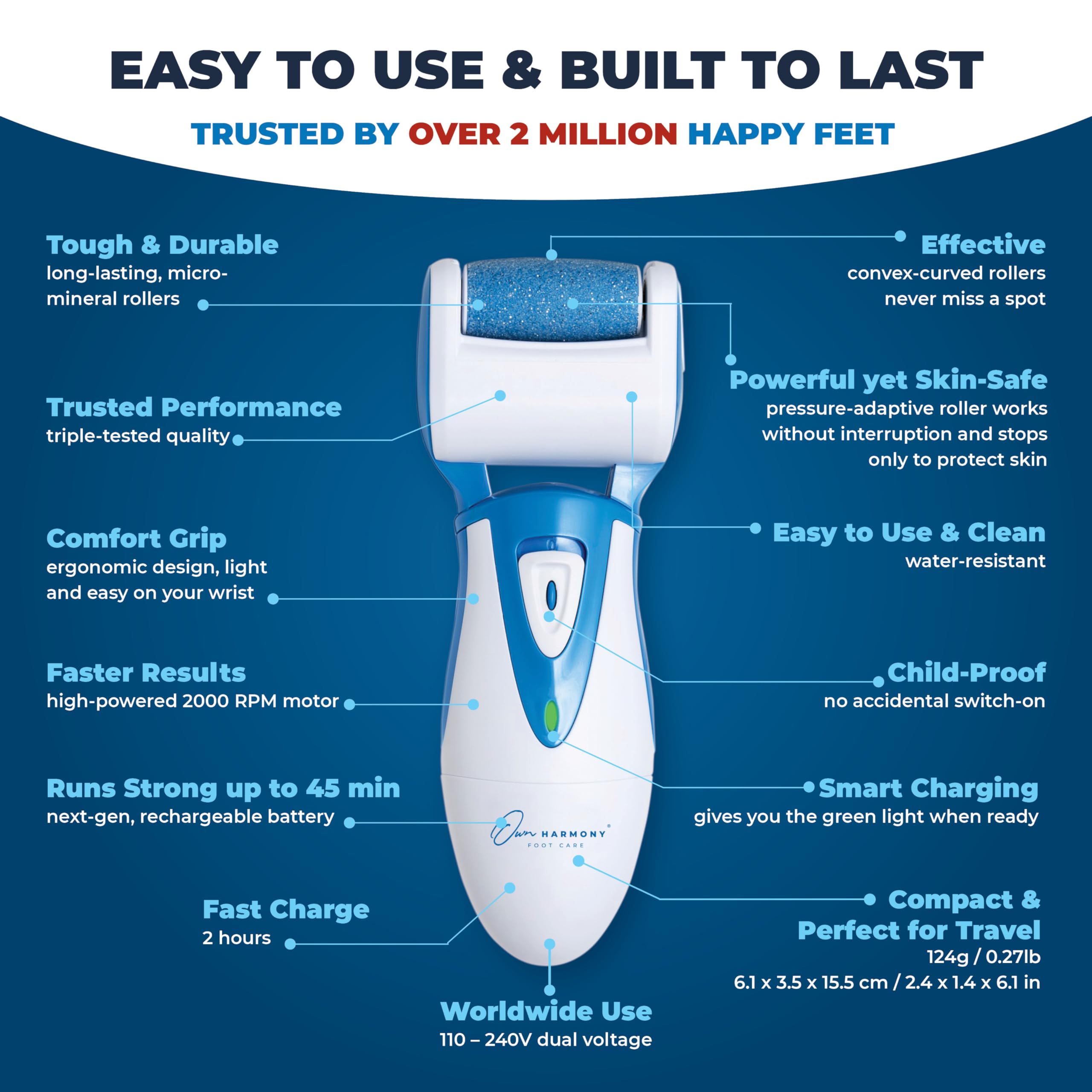 Own Harmony charge rapide 2 heures, pratique en déplacement.