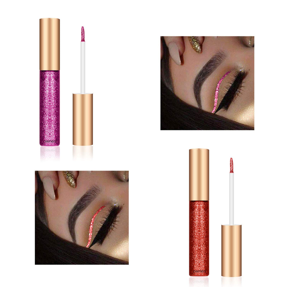 Liner liquide Ownest à paillettes argent, effet miroir durable et tenue longue durée.