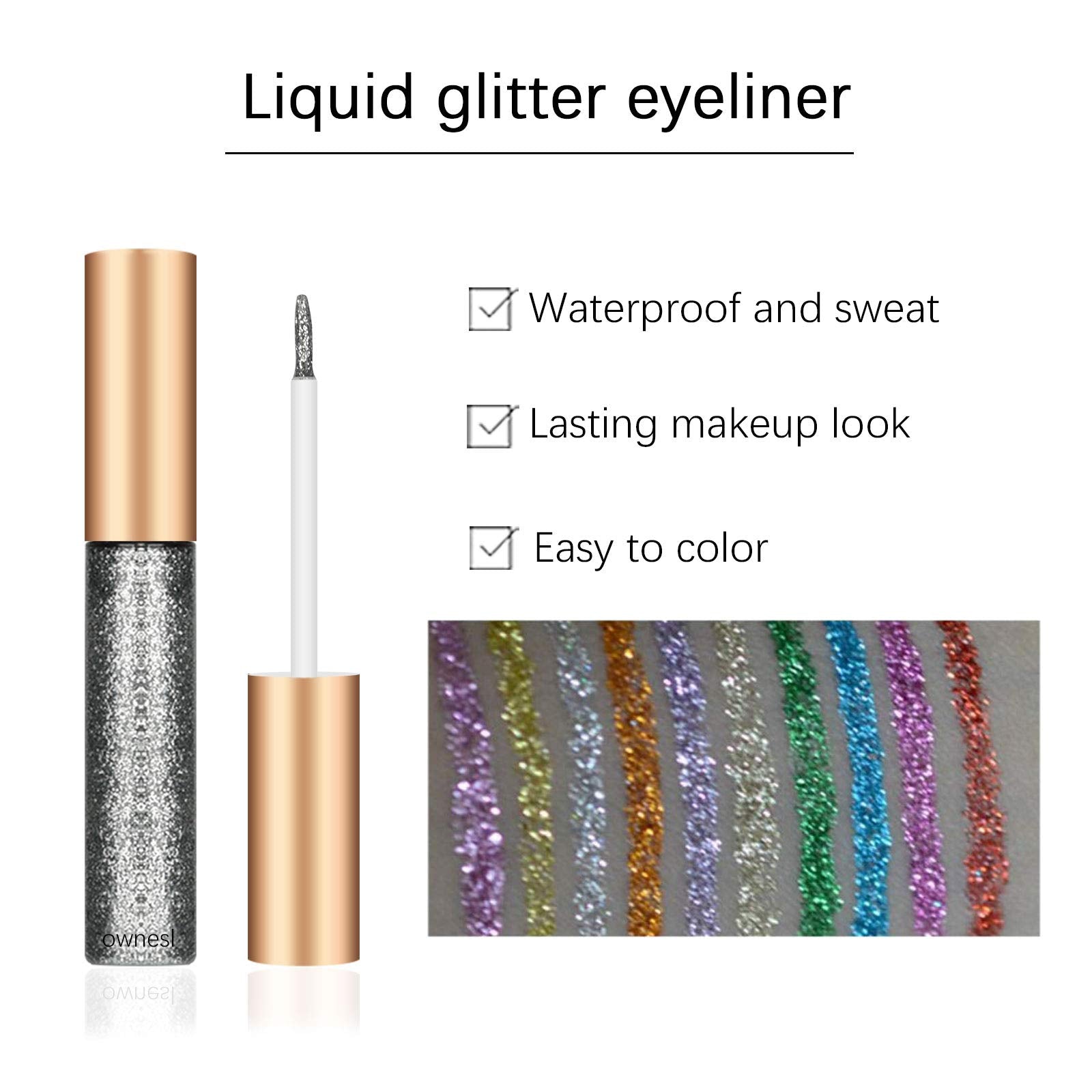 Liner liquide Ownest à paillettes jaune, intensité lumineuse pour un style affirmé.