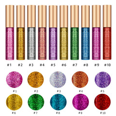 Liner liquide Ownest à paillettes violet, reflet lumineux et application lisse.