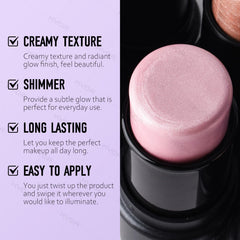 Produit Ownest Highlighter Stick sur le pont du nez pour souligner la structure.