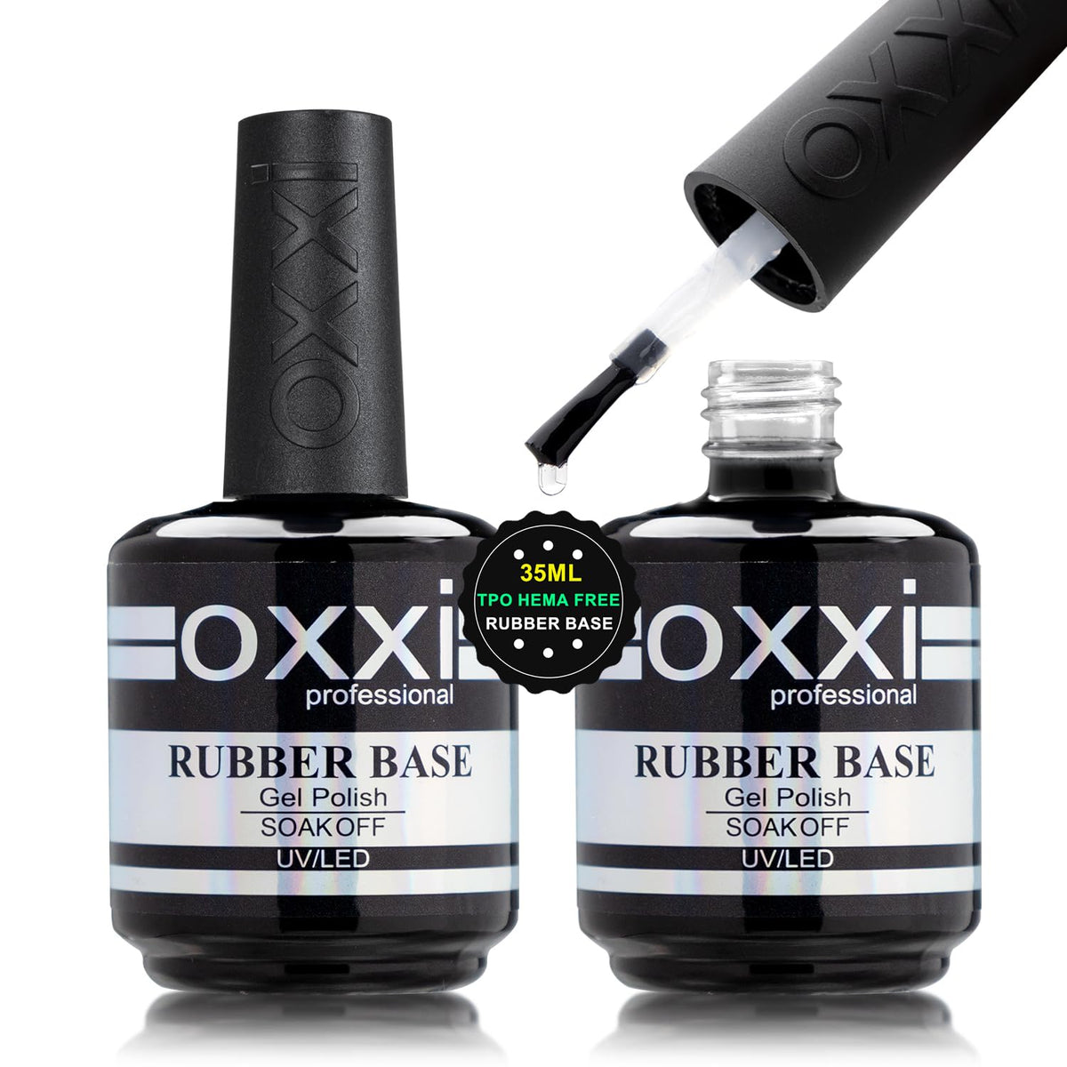 OXXI Professional Base Gel 35 ml avec brosse pour une utilisation intensive en salon.