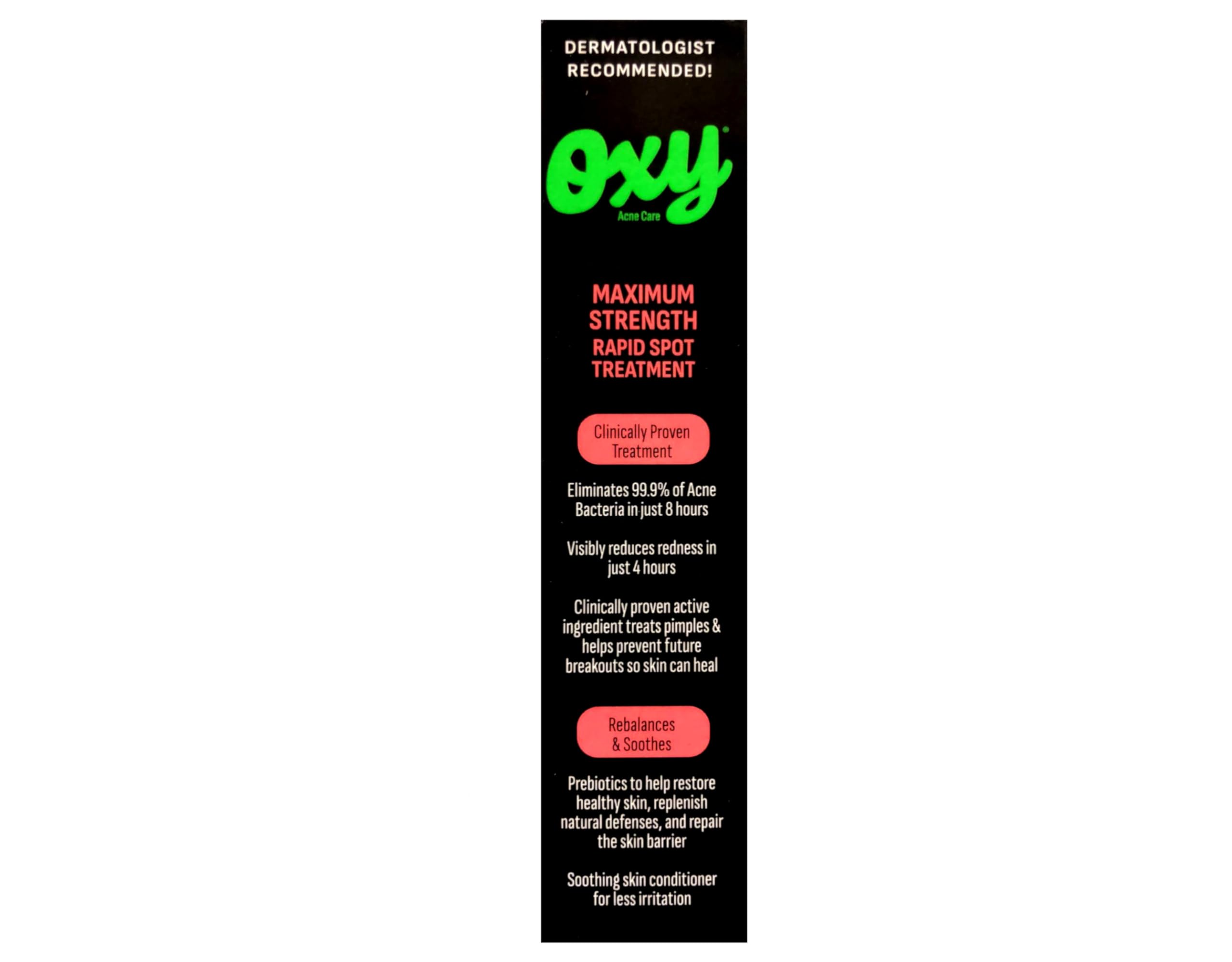 Emballage clair et guide inclus pour trois traitements OXY.