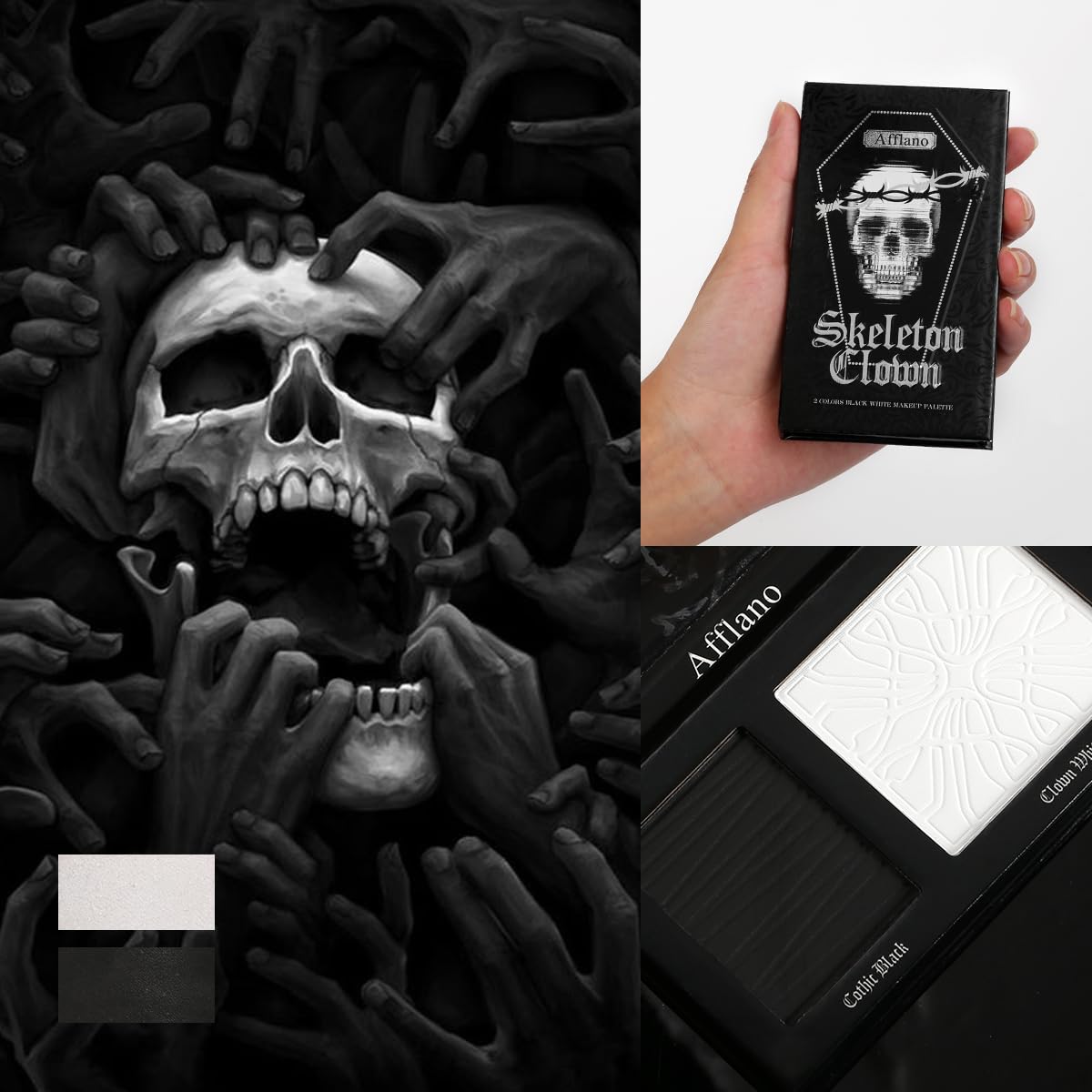 Palette oygcee noir et blanc idéale pour costumes monochromes Halloween.
