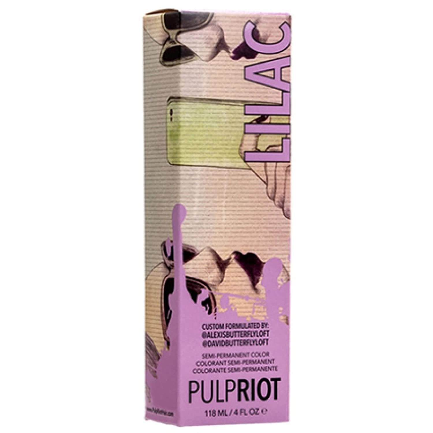 P.R. Lilas coloration semi-permanente, couleur vibrante prête pour des retouches faciles.