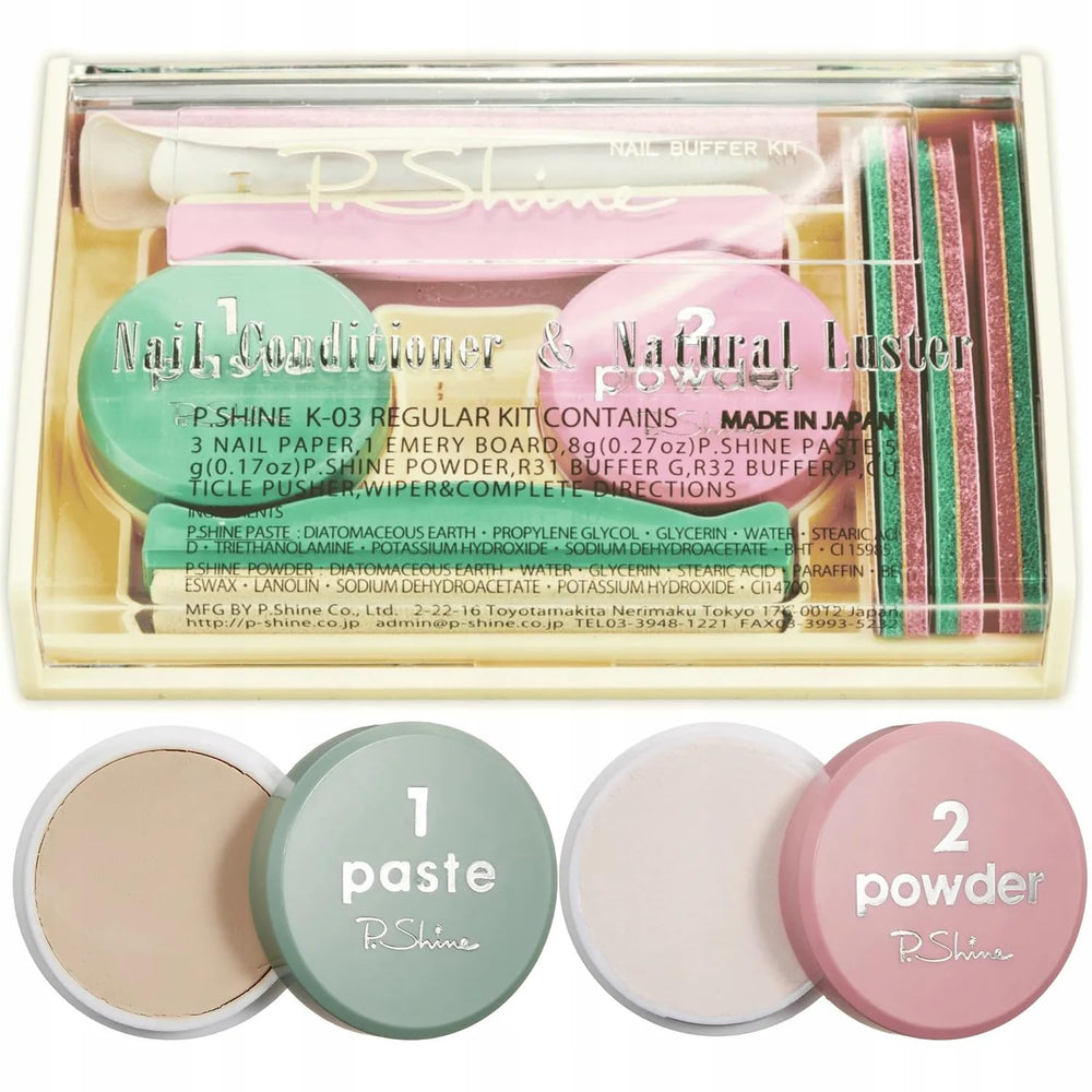Kit P.Shine Manucure Japonais – poudre rose scellant les nutriments pour finition durable.
