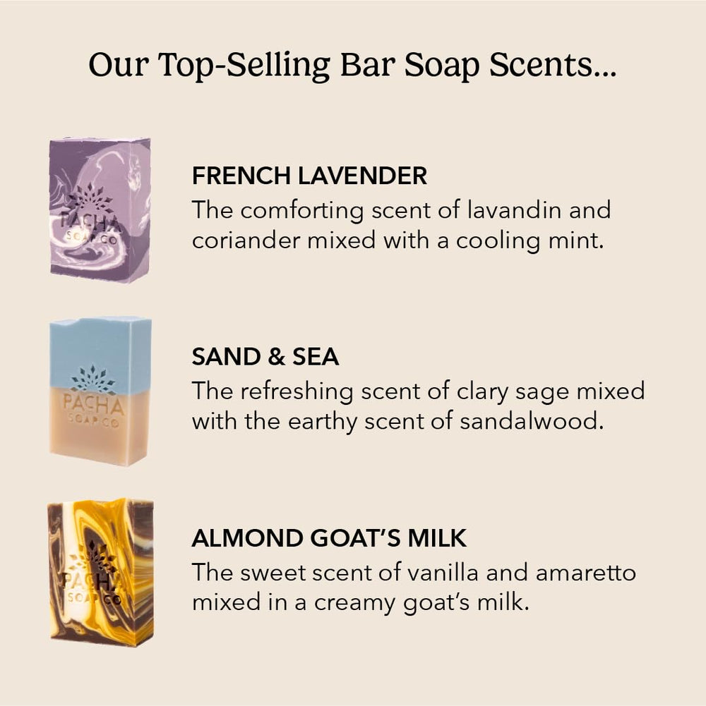 Savon Pacha Soap Co. barre lavande française – parfum apaisant et soin délicat.