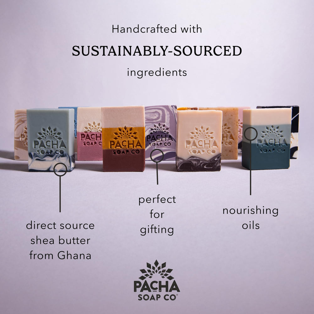 Savon Pacha Soap Co, barre encens et myrrhe, senteur complexe pour douche.