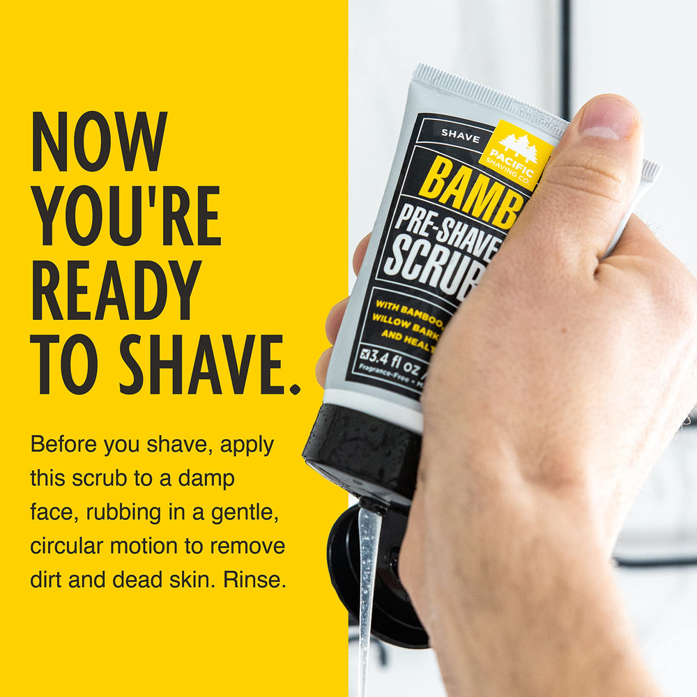 Marque Pacific Shaving Company – gommage visage et barbe, utilisation quotidienne.