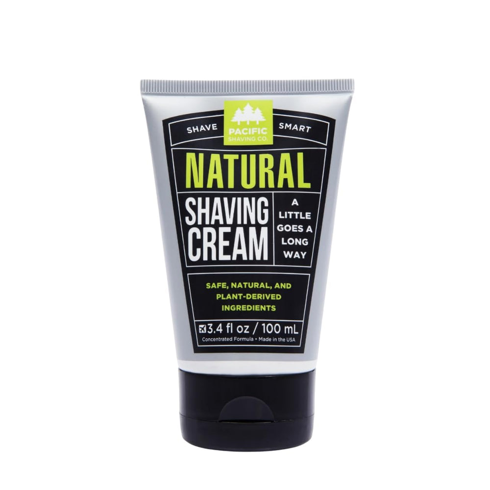 Crème de rasage naturelle Pacific Shaving Company enrichie en beurre de karité pour peau sensible.