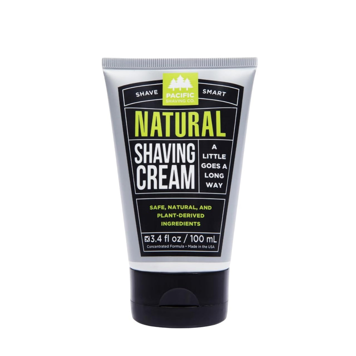 Crème de rasage naturelle Pacific Shaving Company enrichie en beurre de karité pour peau sensible.