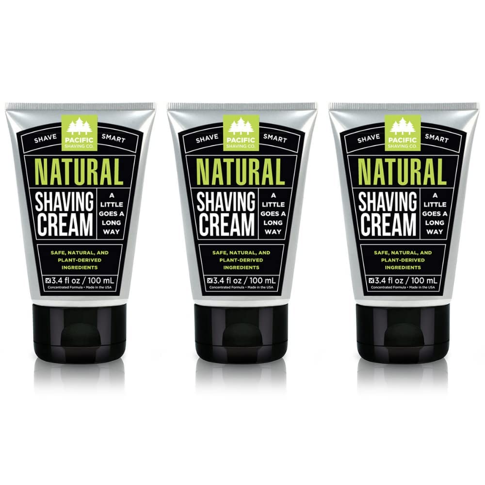 Pacific Shaving Company crème rasage, bouteille riche en hydratation pour peau sensible.