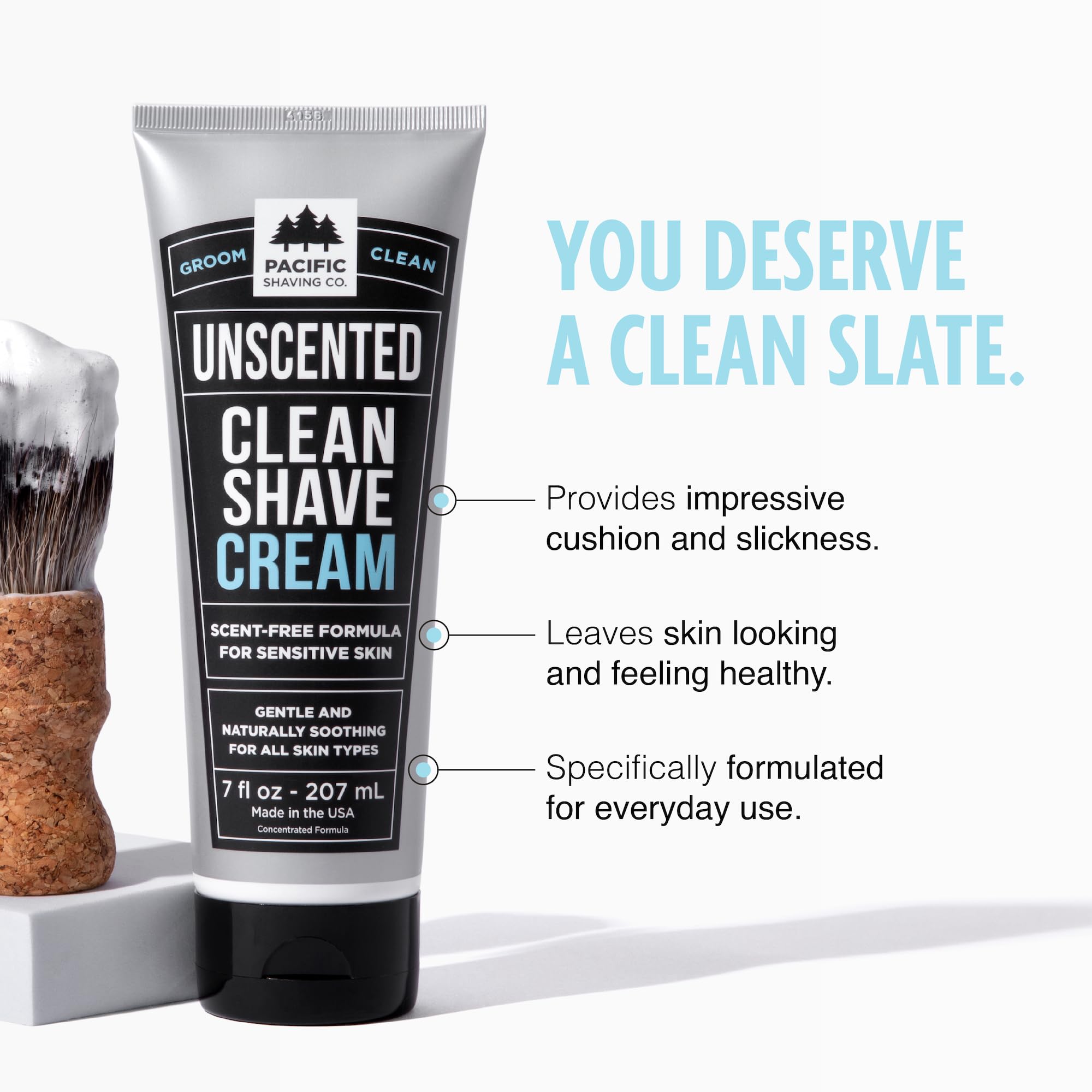 Pacific Shaving Company: emballage avec vitamine E pour nourrir et hydrater la peau.