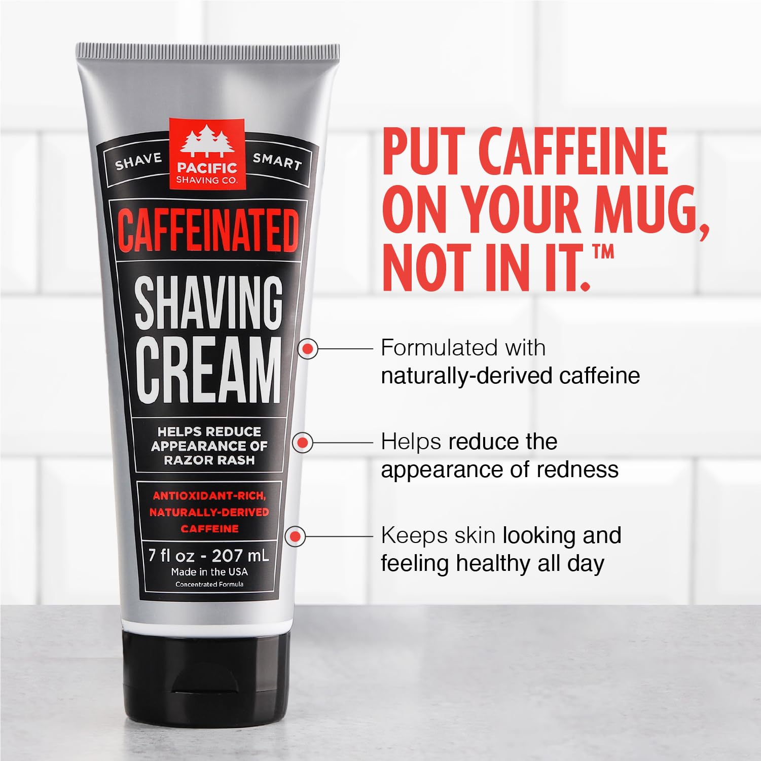 Pacific Shaving creamy lather foamy dispense highlights rich hydration.