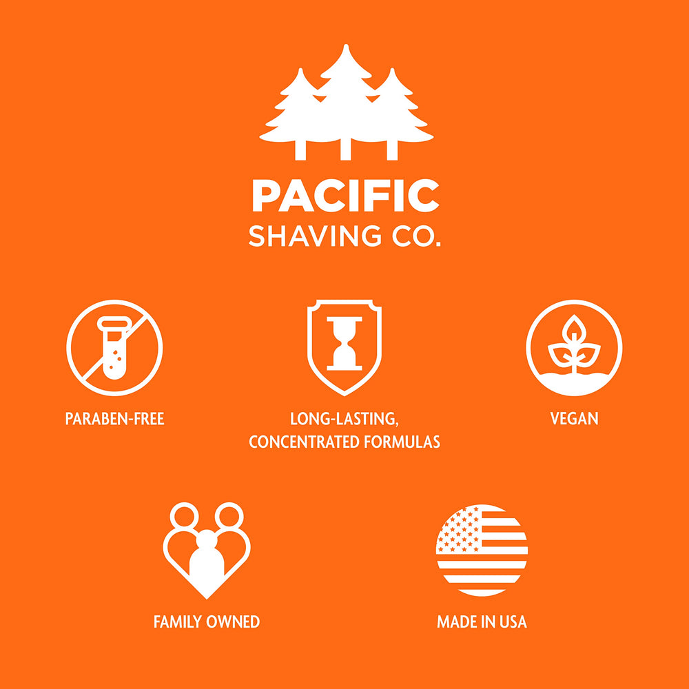 Pacific Shaving cruelty-free label on pack signals ethical choice.