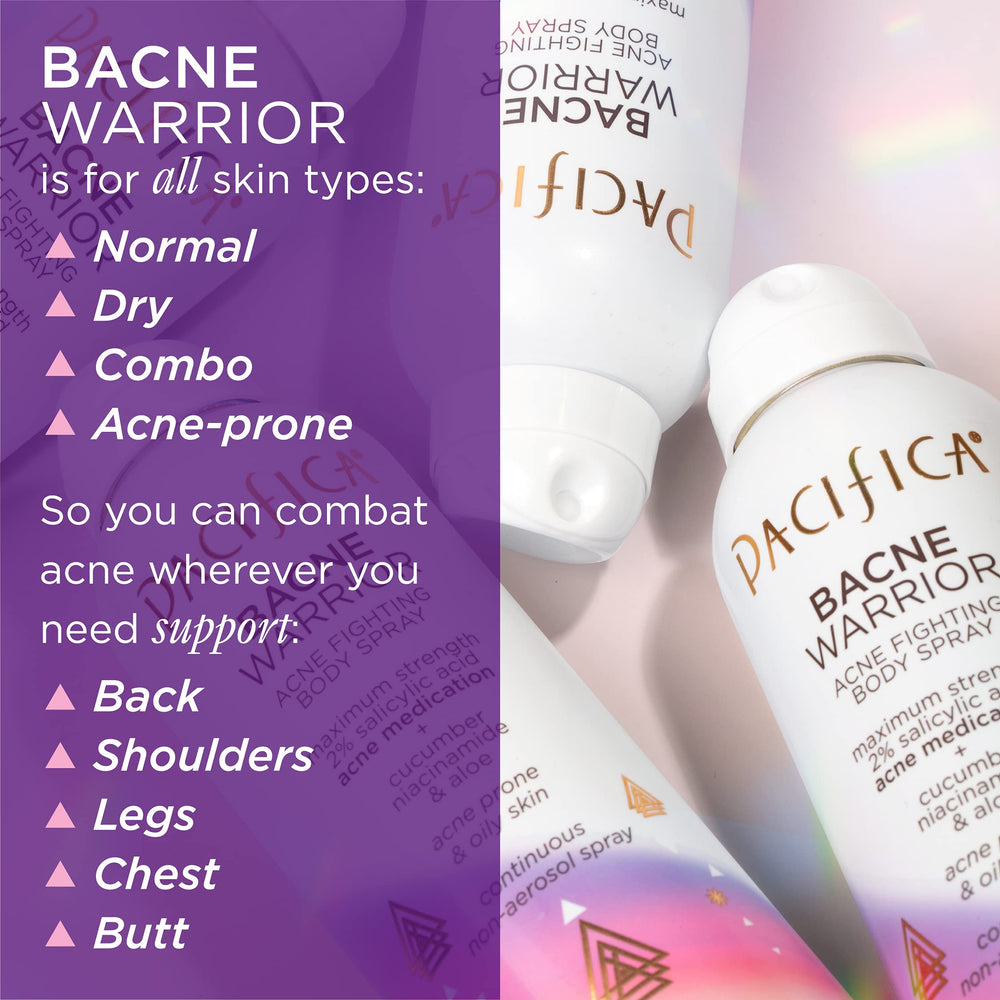 Ingrédients acide salicylique 2% dans Pacifica Bacne Warrior.