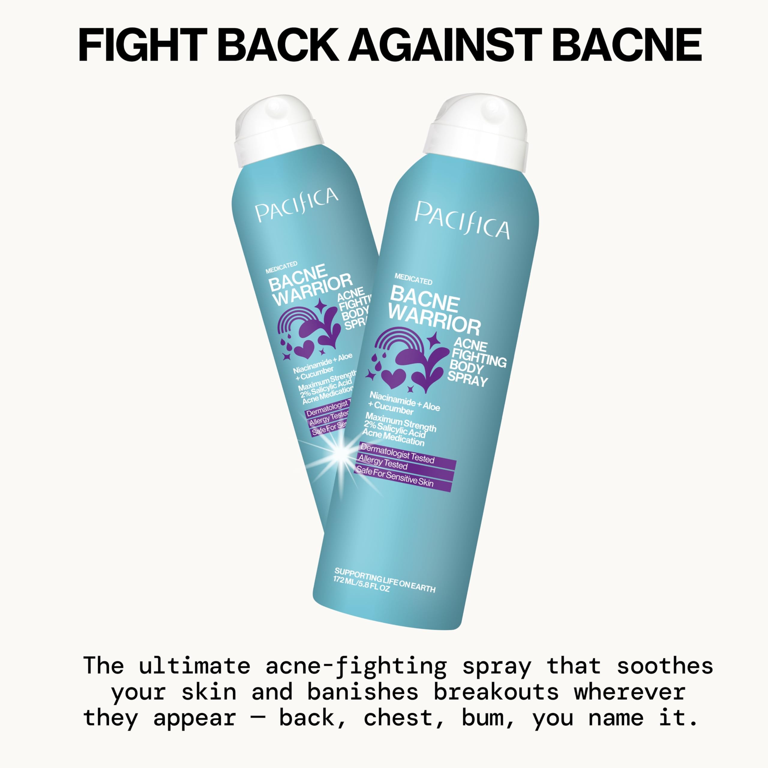 Ingrédients Aloe du Pacifica Bacne Warrior pour apaiser la peau.