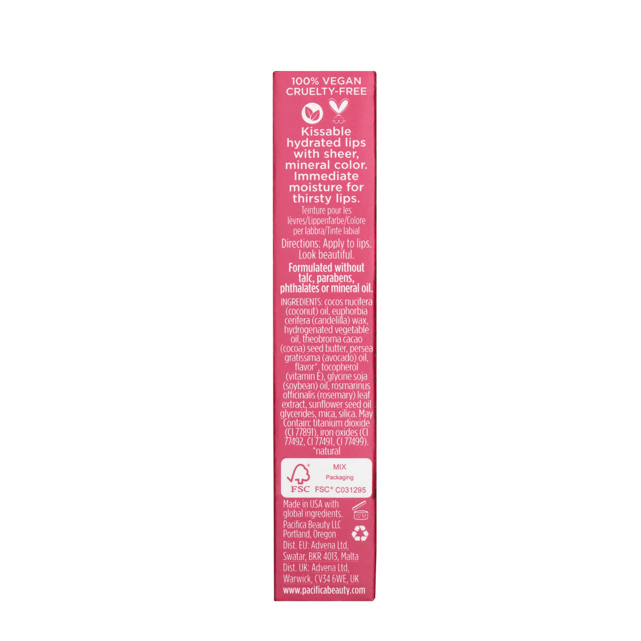 Teinte naturelle et brillance subtile du baume Pacífica.