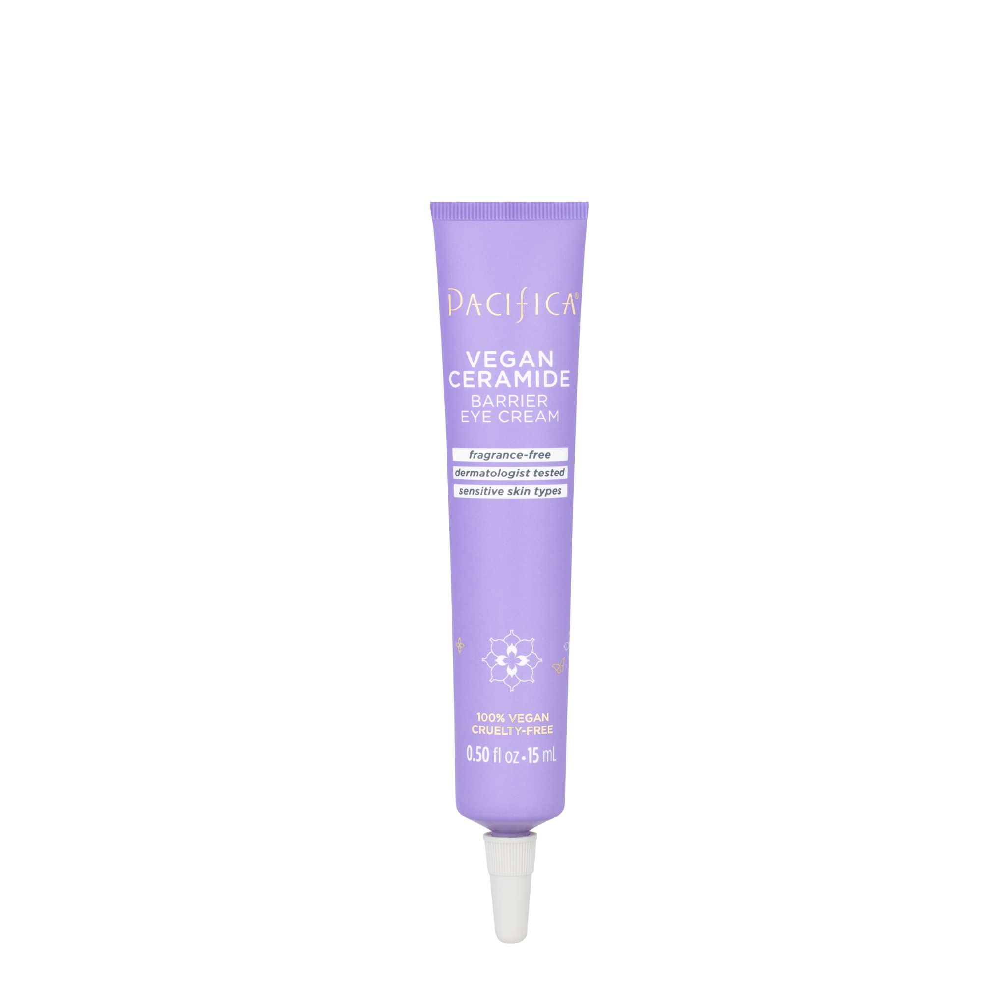 Pacifica Ceramide Barrière Yeux absorption rapide – texture légère prête pour le maquillage.