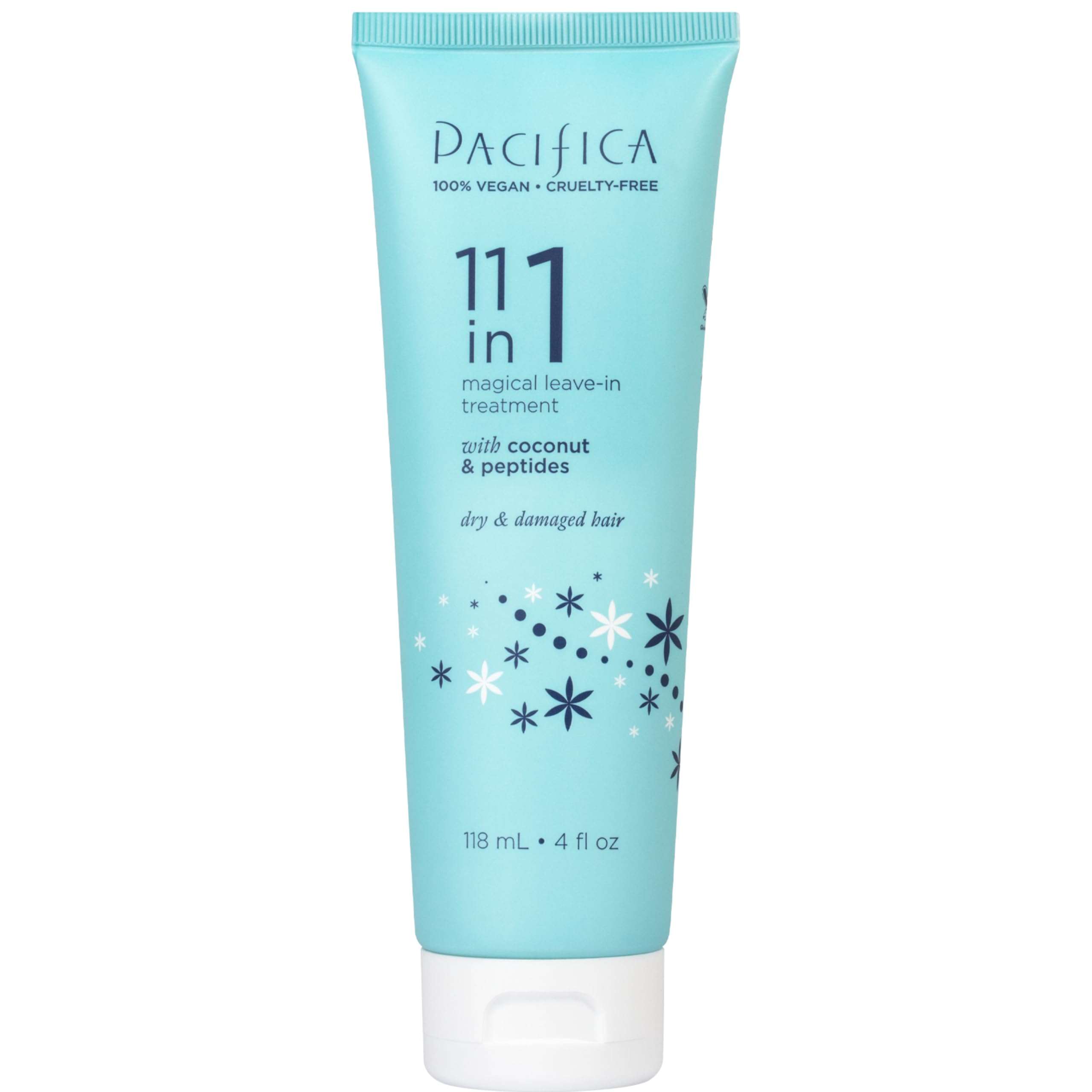 Pacifica conditionneur sans rinage 11 en 1 — flacon pratique et polyvalent.