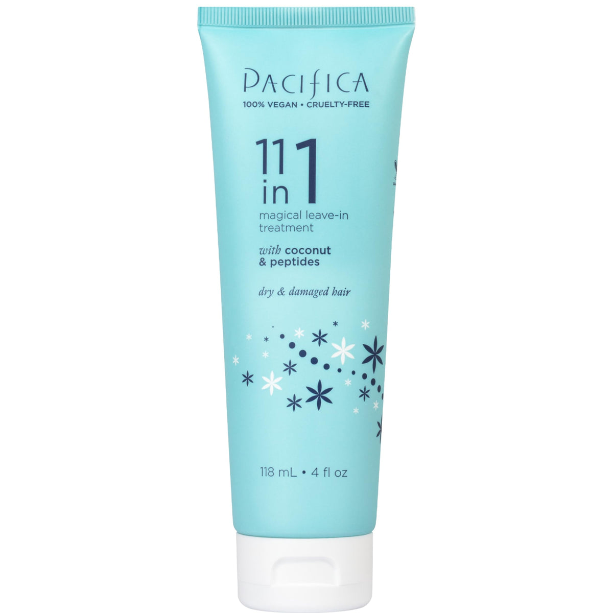 Pacifica conditionneur sans rinage 11 en 1 — flacon pratique et polyvalent.