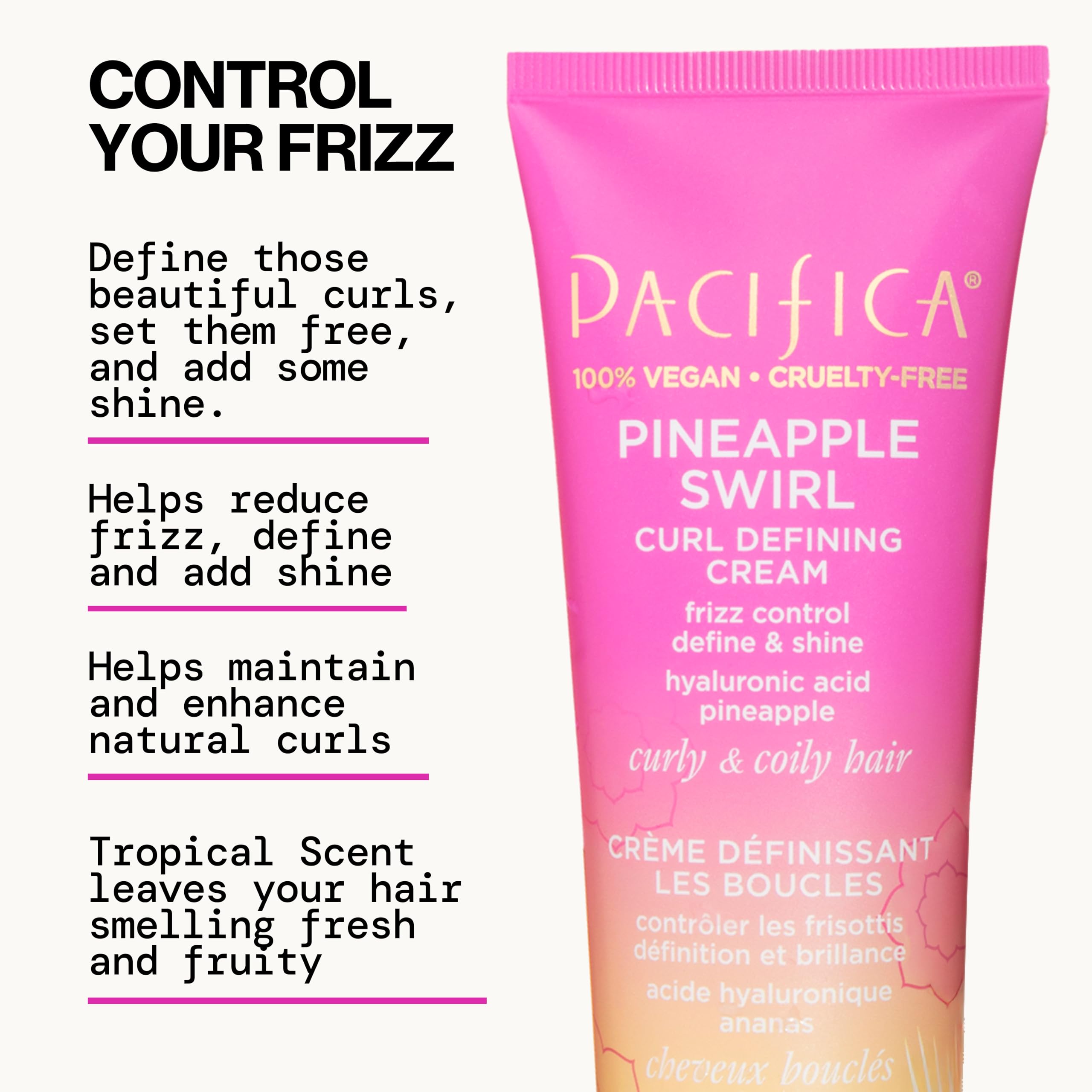 Pacifica Contrôle Frizz Boucles: effet lisse et frizz maîtrisé.