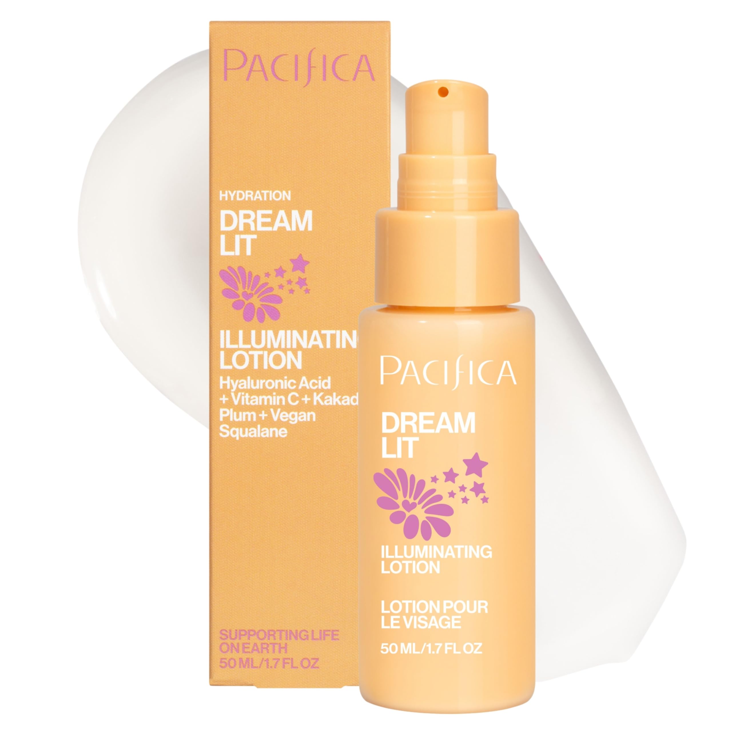 Pacifica Dreamlit flacon lumineux – éclat immédiat et hydratation légère.